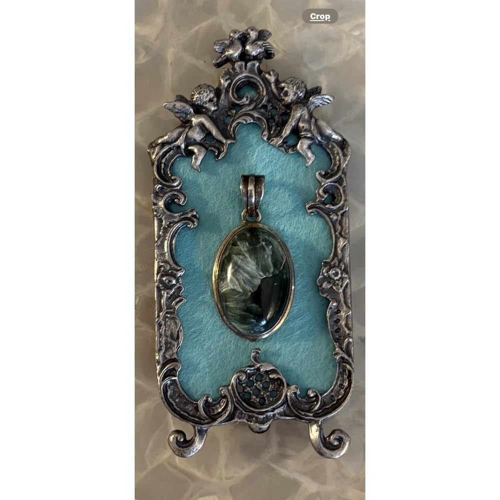 Vtg Handmade‎ Mounted Pendant Framed Wall Hanger Cherub Decor
